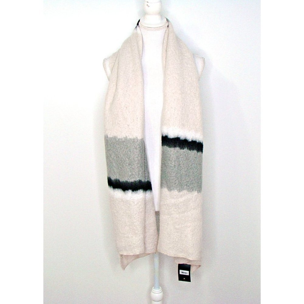 Twig & Arrow Oversized Oblong Blanket Scarf Pink Black Gray So Soft 84x24 NWT